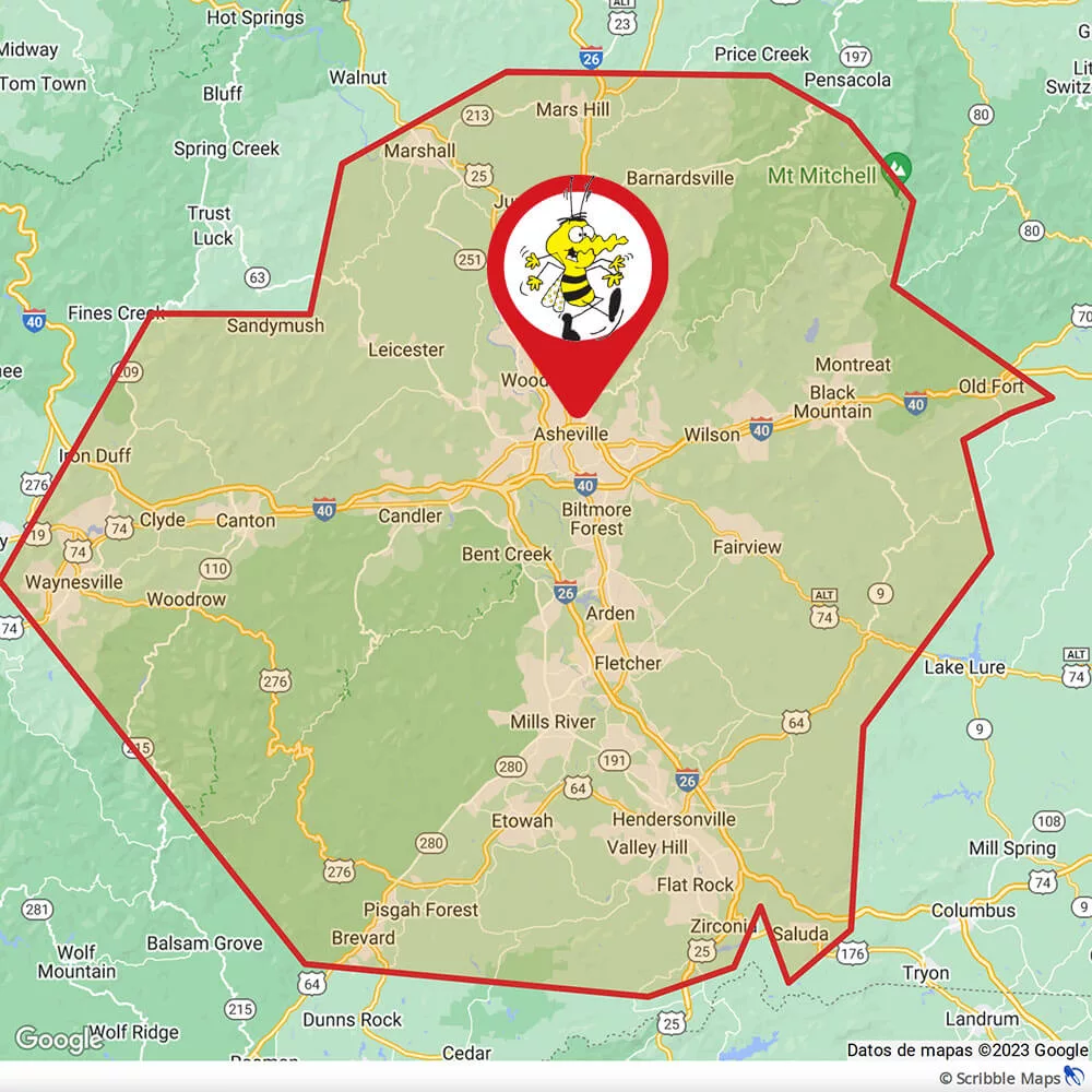 Gibson Peston Control Service Area Map Asheville, NC